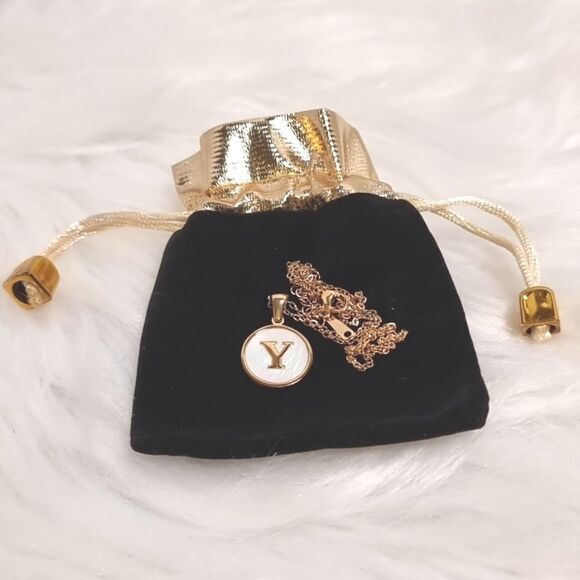 SHELL INITIAL PENDANT NECKLACE stainless steel gold plated Y or Z - Picture 4 of 10